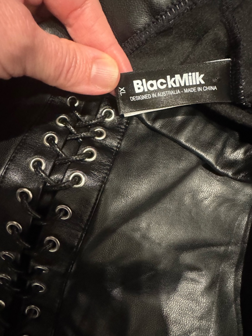 BlackMilk Black Faux Leather Lace-Up Pants - Picture 2 of 2